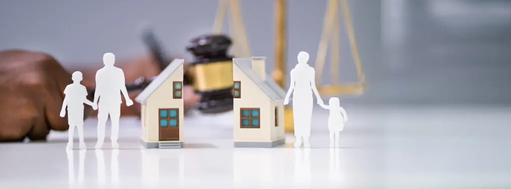 3D visual representation of a broken family due to child custody issues.